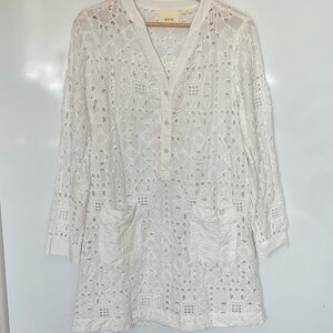 Anthropologie Maeve women’s white lace tunic dress cover-up.